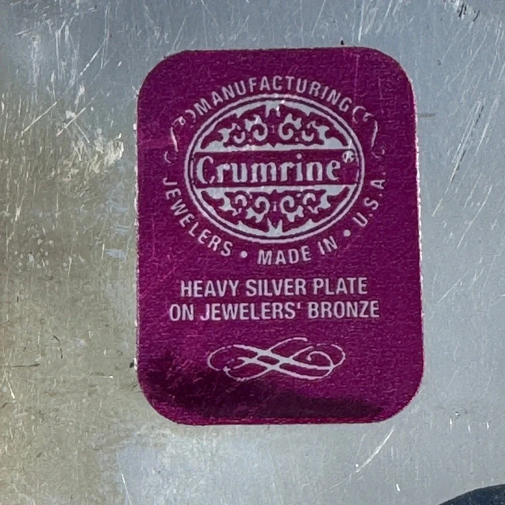 Crumrine Western Barrel Racer Belt Buckle Set Silver Gold Plate‎ Filigree USA